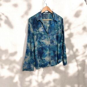 Zara Blue Tie-Dye Women's Top blouse L